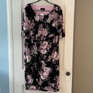 Black Short Sleeve Floral Wrap Dress NWT
